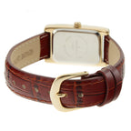 Peugeot Women's Classic 14Kt Gold Plated Watch, Rectangular Tank Shape Case with Leather Band and Easy to Read Dial