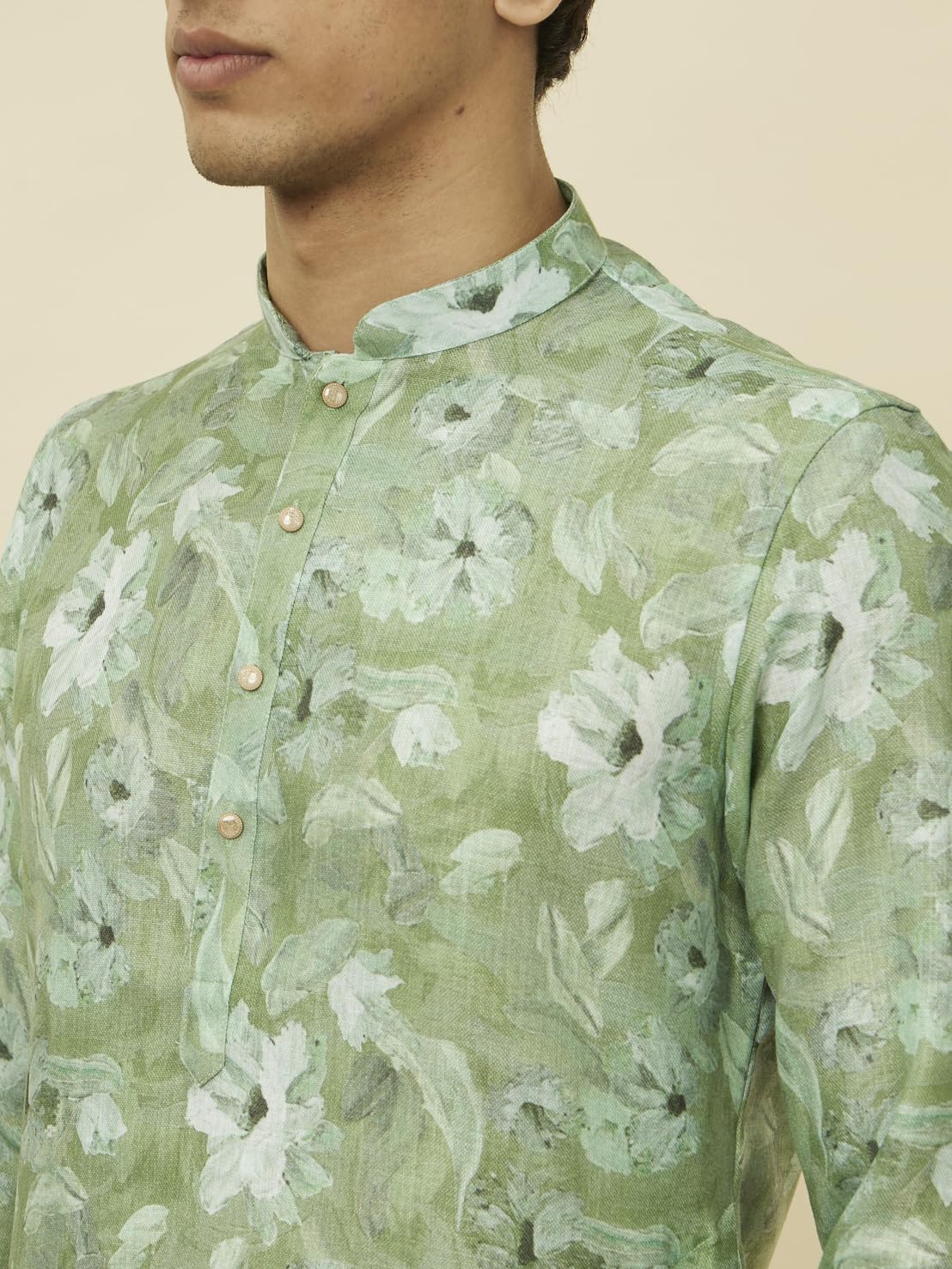 Manyavar Mens Floral Printed Kurta