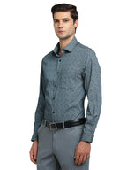 Turtle Men 100% Cotton Printed Regular Fit Grey Formal Shirt