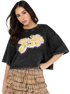 Bewakoof Heavy Duty 1.0 Womens Typography Oversized Fit Half Sleeve Round Neck Cotton Terry T-Shirt_683796_Grey_M