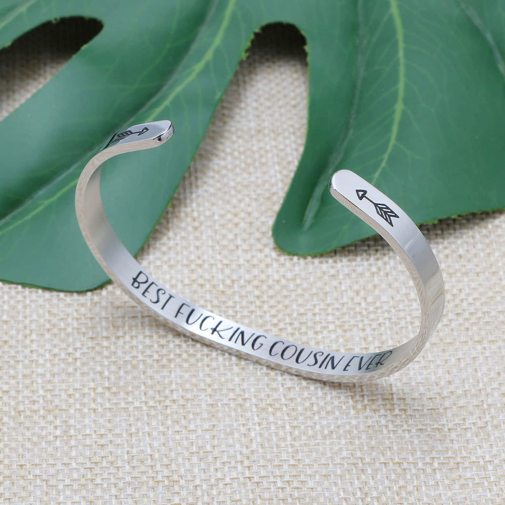 Gifts for Cousin Inspirational Bracelets for Women Mantra Cuff Crown Engrvaed Birthday Christmas Jewelry Cuff Bangle