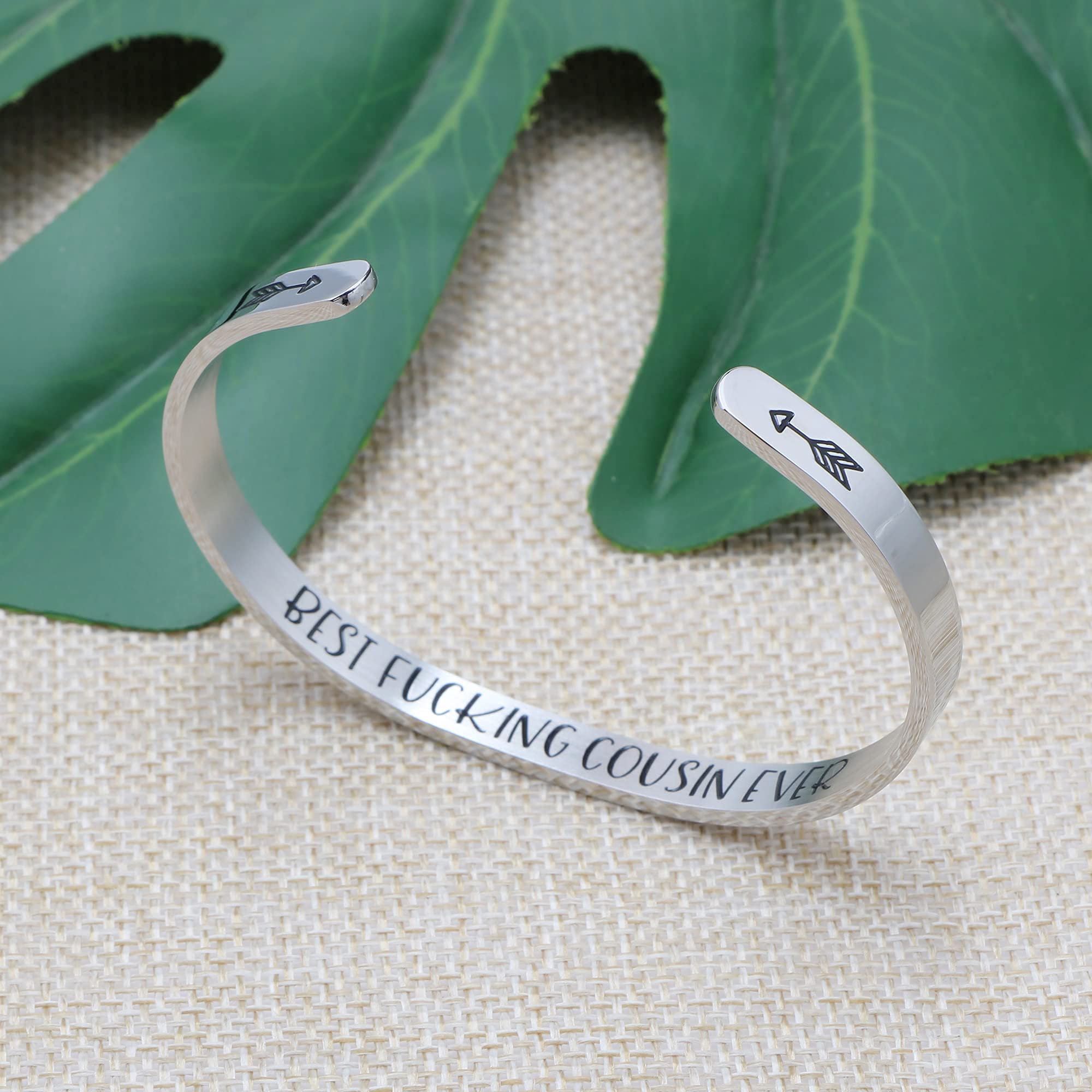 Gifts for Cousin Inspirational Bracelets for Women Mantra Cuff Crown Engrvaed Birthday Christmas Jewelry Cuff Bangle