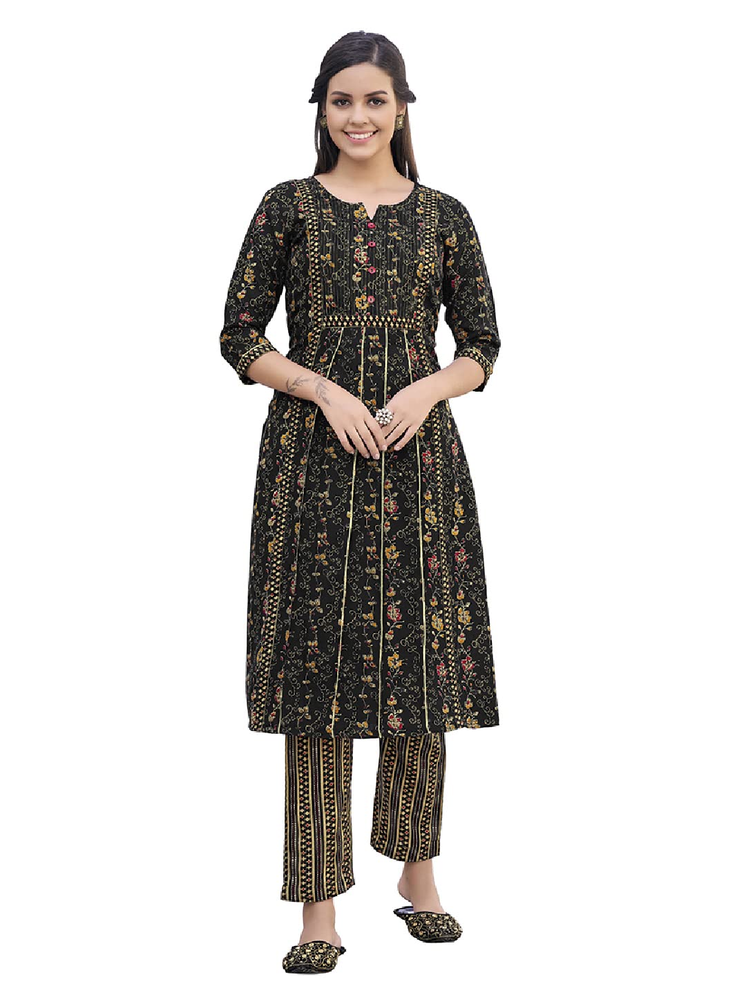 Nainvish Women Kurta With Pant(Sd426_Kb-S) Black