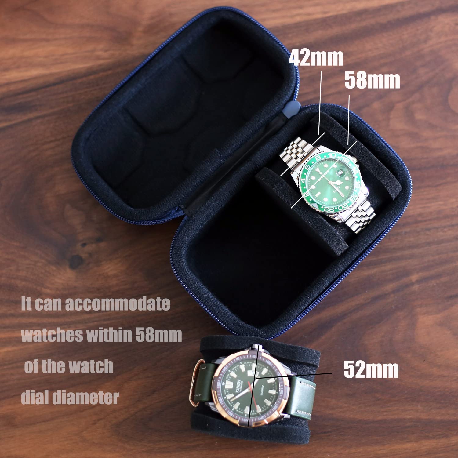 Besforu watch box organizer for men or Women 2 watch travel case Portable Storage watch display holder for Wristwatches and Smar