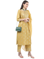 Ketch WomenS Polyester Floral Kurta Set (Khk3000107_Yellow, Medium