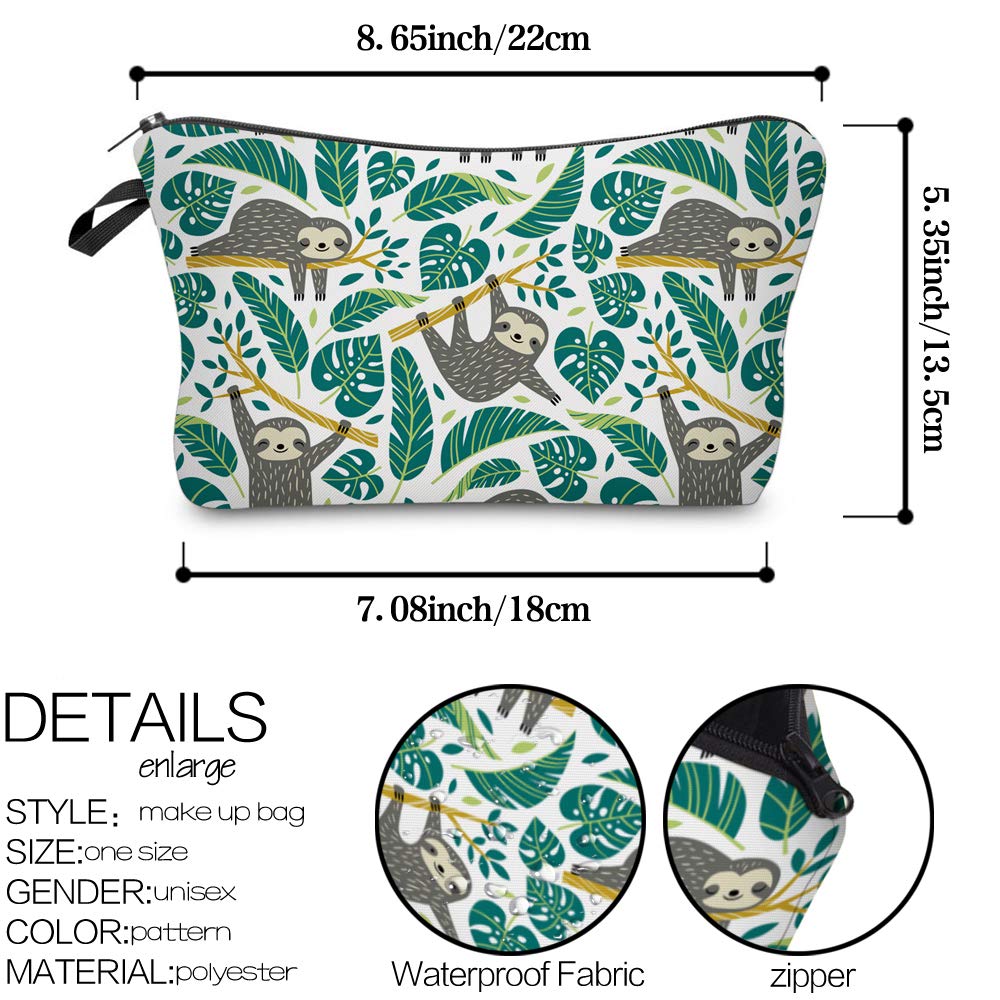 LOOMILOO Cosmetic Bag for Women, Adorable Roomy Makeup Bags Travel Water Resistant Toiletry Bag Accessories Organizer Sloth (Slo