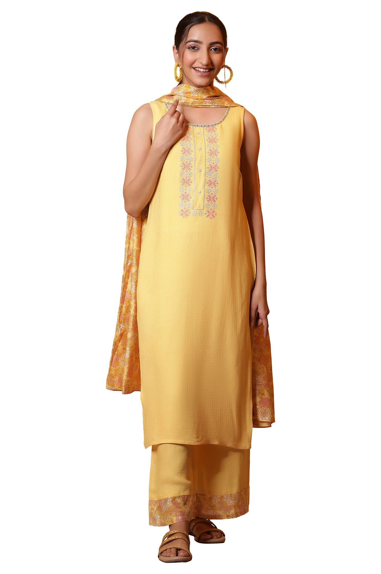 Aurelia Women'S Rayon Kurta Set (24Feas15055_Yellow