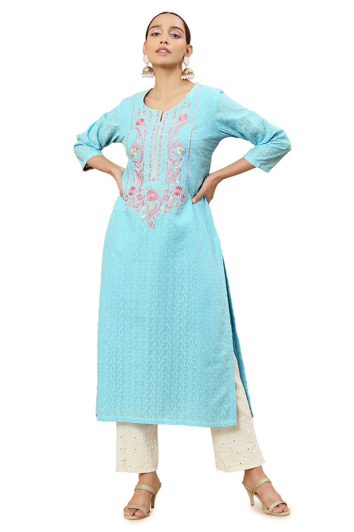 Soch Women Round Neck Cotton Printed Kurta