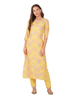 rytras Womens Foil Printed Straight Kurta(RYT557,Yellow,L)