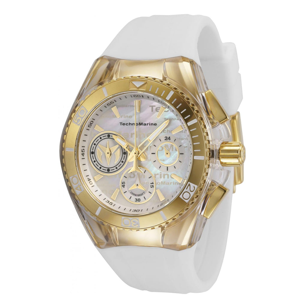 TechnoMarine Women's Cruise California Quartz Watch, Stainless Steel, Silicone Strap, 26.25 (Model: TM120028) (White)