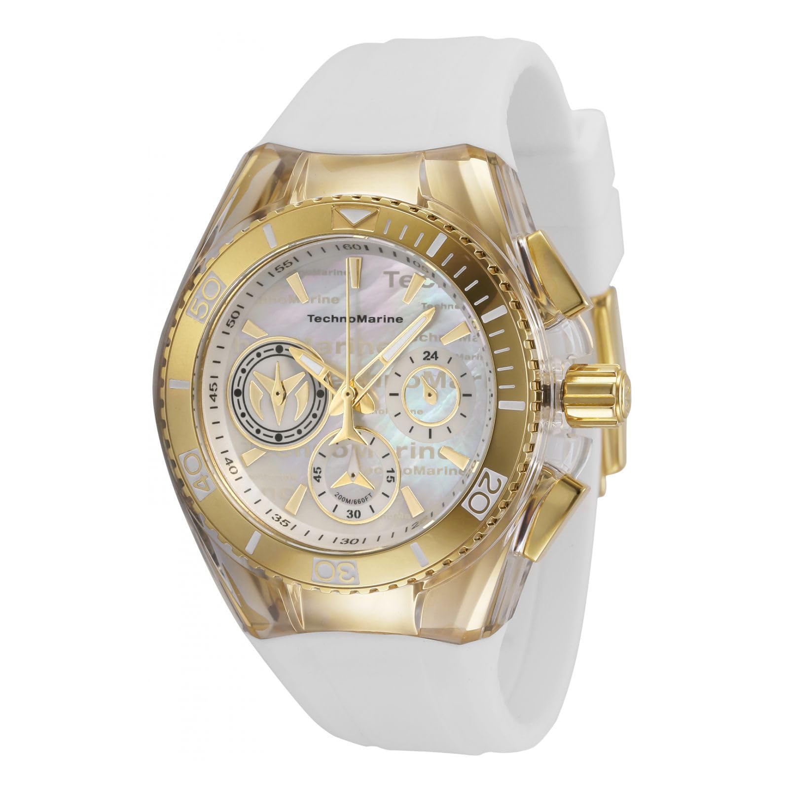 TechnoMarine Women's Cruise California Quartz Watch, Stainless Steel, Silicone Strap, 26.25 (Model: TM120028) (White)