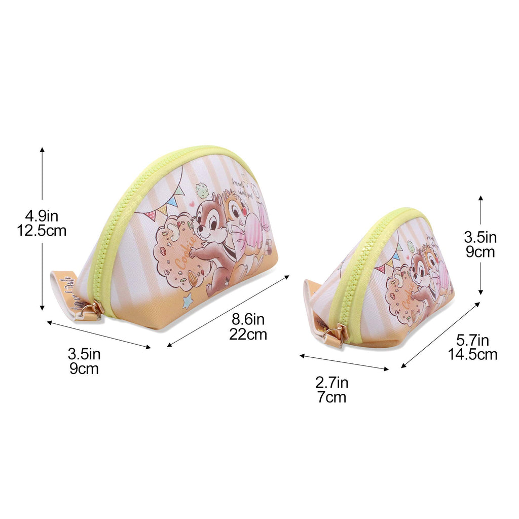 FINEX 2 pcs Set Chip n Dale PU Leather ONE Cosmetic Bag Make up Organizer + ONE Coin Purse with Straps