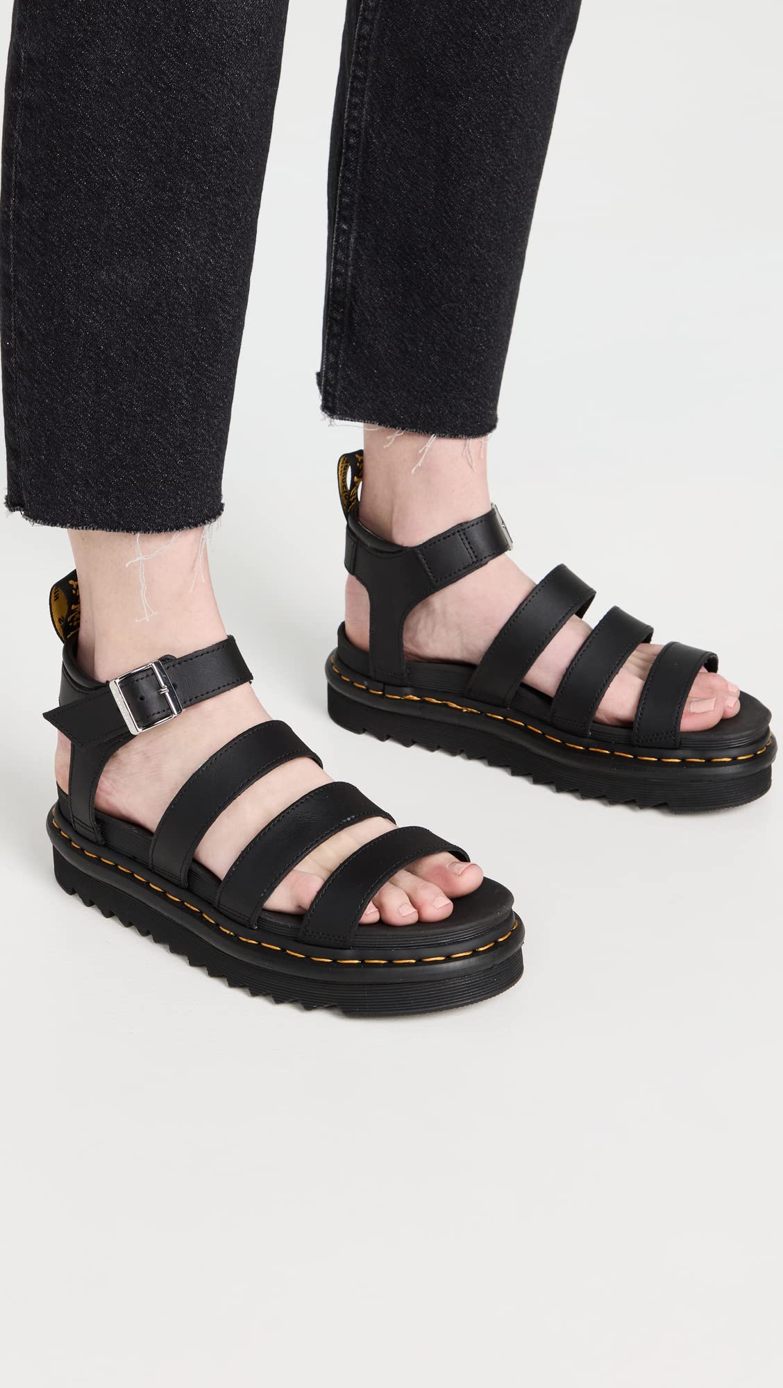 Dr. Martens Women's Blaire Fisherman Sandal, Black Hydro Leather,