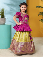 Aarika Girls Ethnic Wear Purple Colour Zari Thread Embroidery Silk Lehenga Choli Set (3-11 Years)