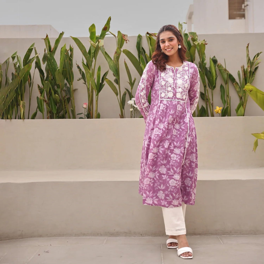 ANNI DESIGNER Women s Kurta, purple, Medium