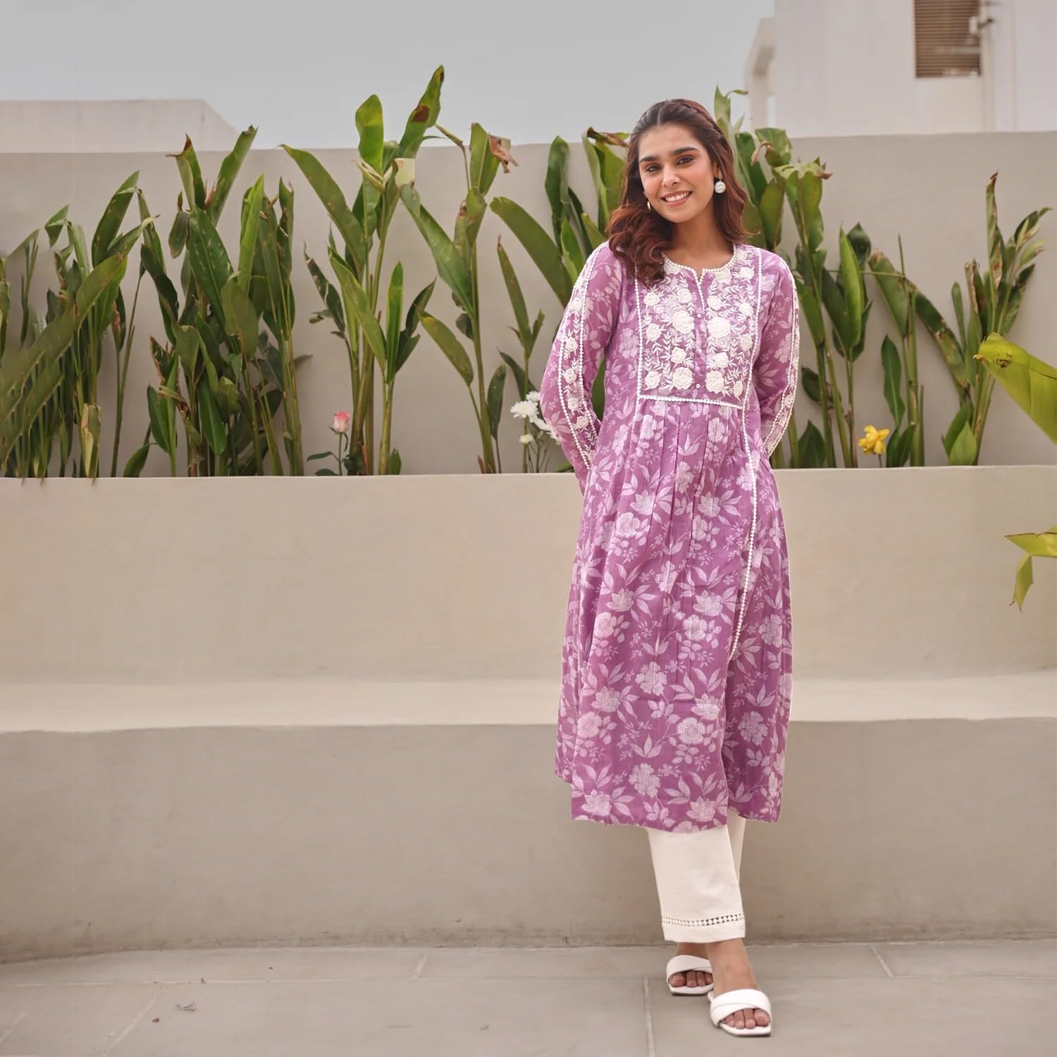 ANNI DESIGNER Women s Kurta, purple, Medium