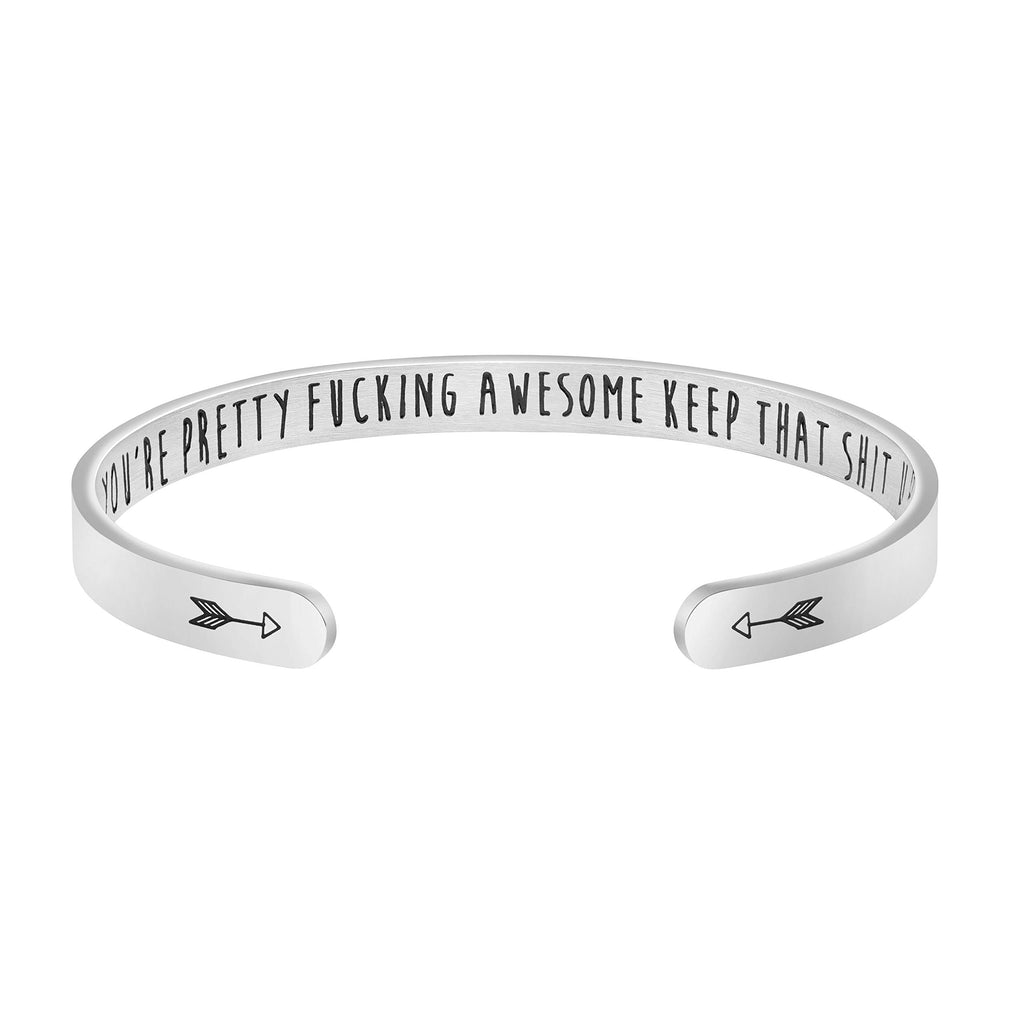 JoycuFF Birthday Gifts Inspirational Bracelets for Women Personalized Jewelry for Her Friendship Engraved Mantra Stainless Steel