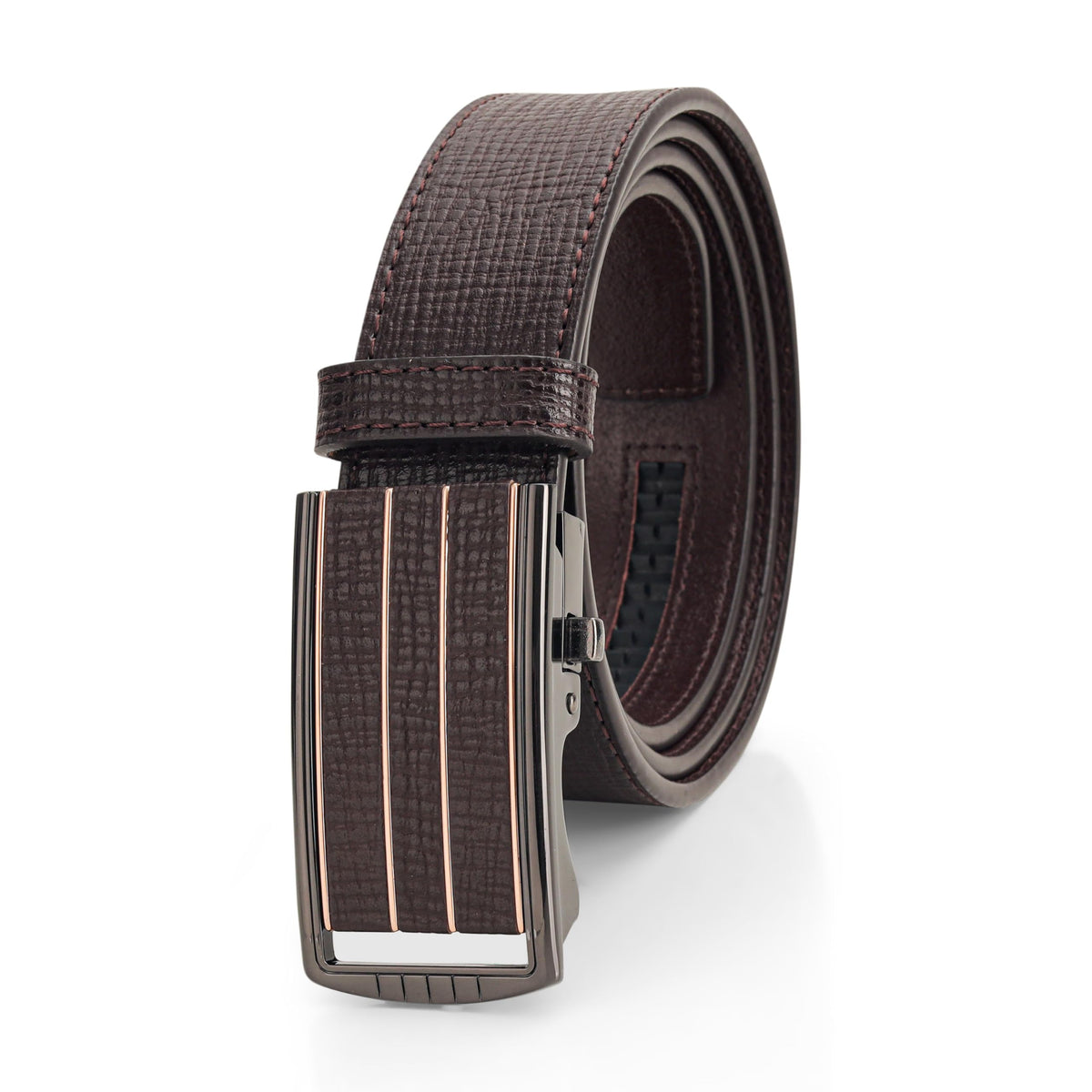 Leather Belt Adjustable Buckle Waist Belt (Brown, 34) 34