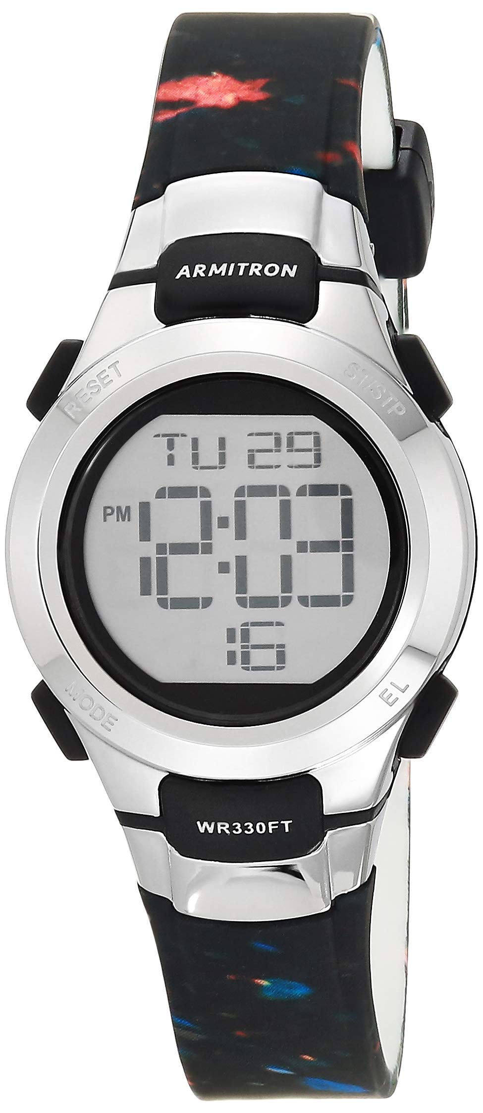 Armitron Sport Women's Quartz Sport Watch with Resin Strap, Black, 12 (Model: 45/7012SPL)