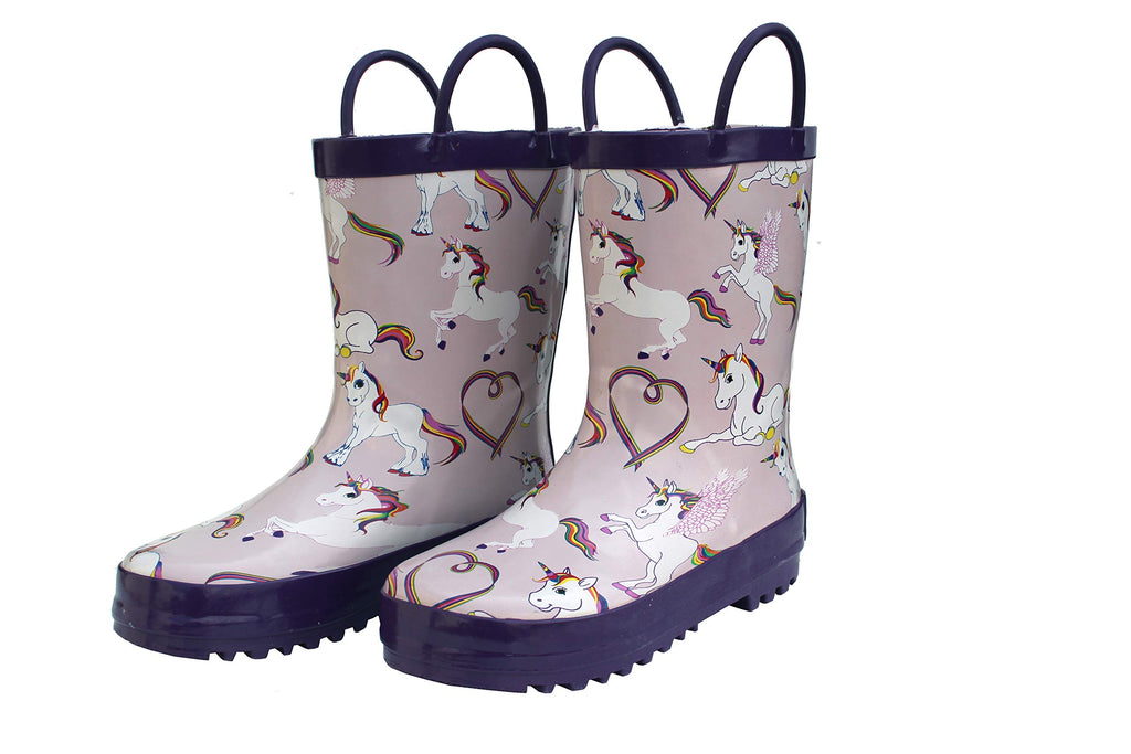 Foxfire for Kids FOX-600-78-9 Childrens Rainbow Unicorn Rain Boot - Size 9  Toddler