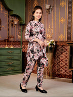Aarika Girls Casual Wear Peach Colour Abstract Print Polyester Co-ord Set-8-15 Years (KP-TR-K-969)
