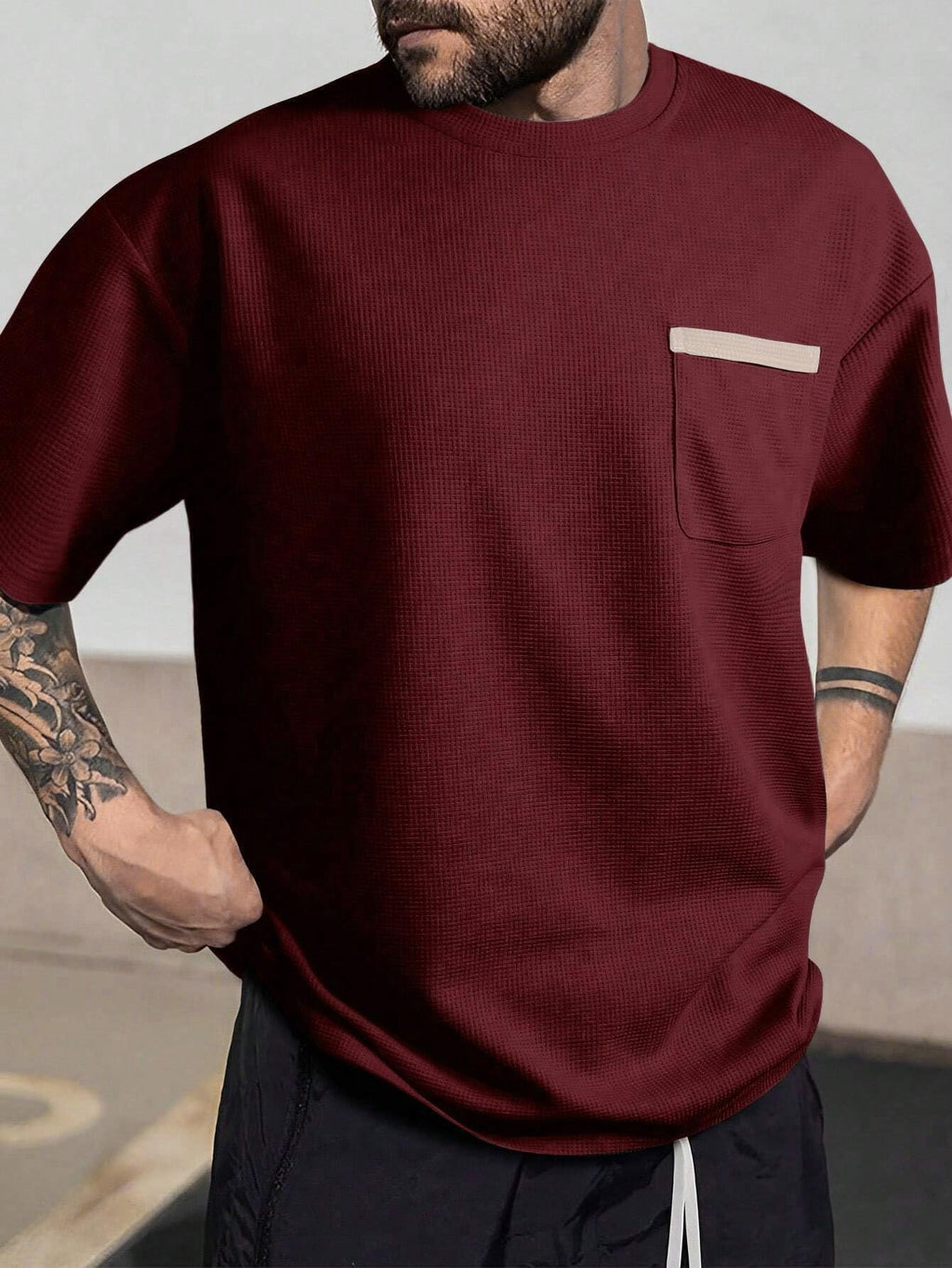 Indoprimo MenS Polyester T Shirt With Pocket Half Sleeves Round Neck Line Solid Pattern Loose Fit Classic Style And Standard Le