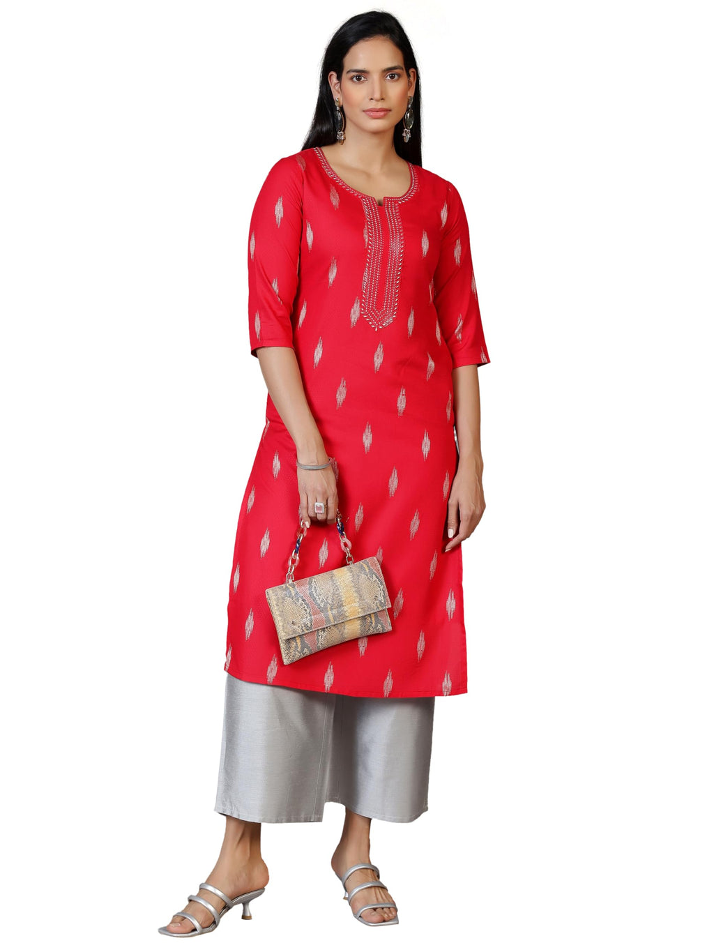 Libas WomenS Viscose Rayon Self Design Straight Kurta (29649C Pink