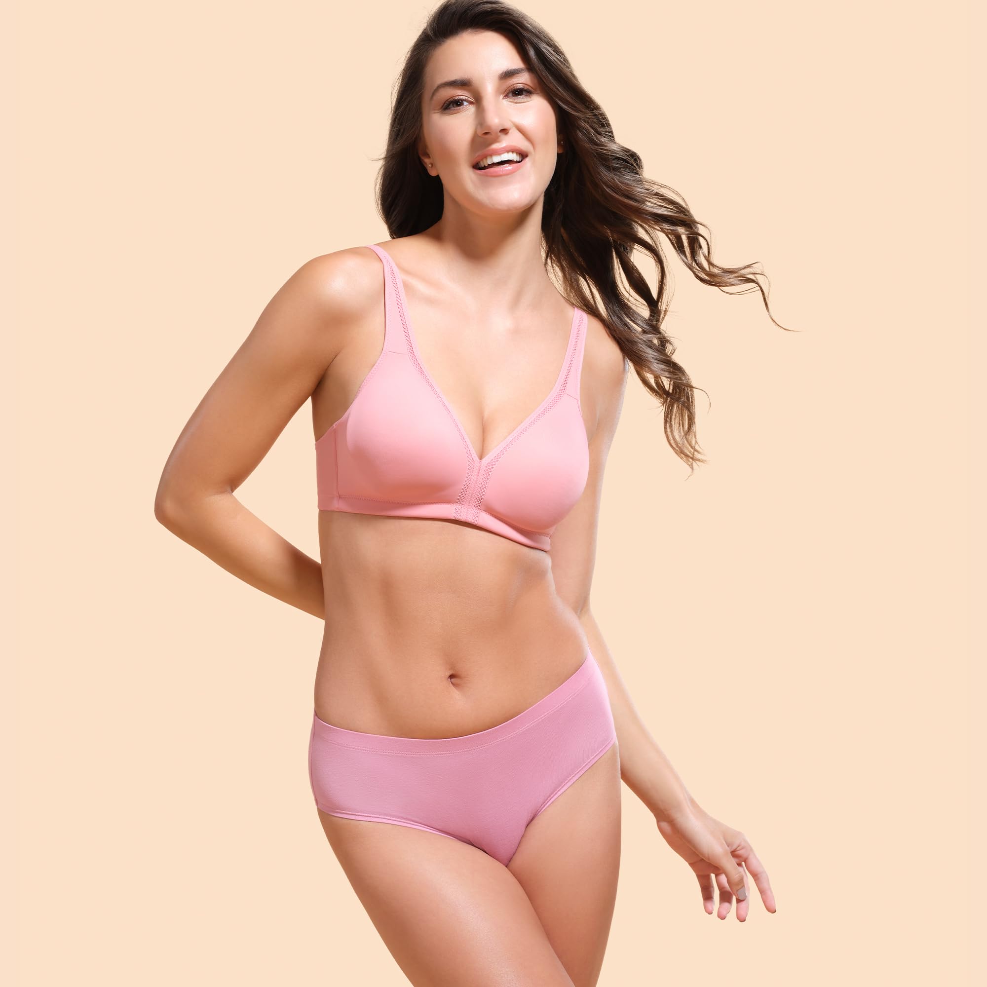 Enamor F024 Plush Comfort Full Support Bra - Non-Padded Wirefree High Coverage - Confetti