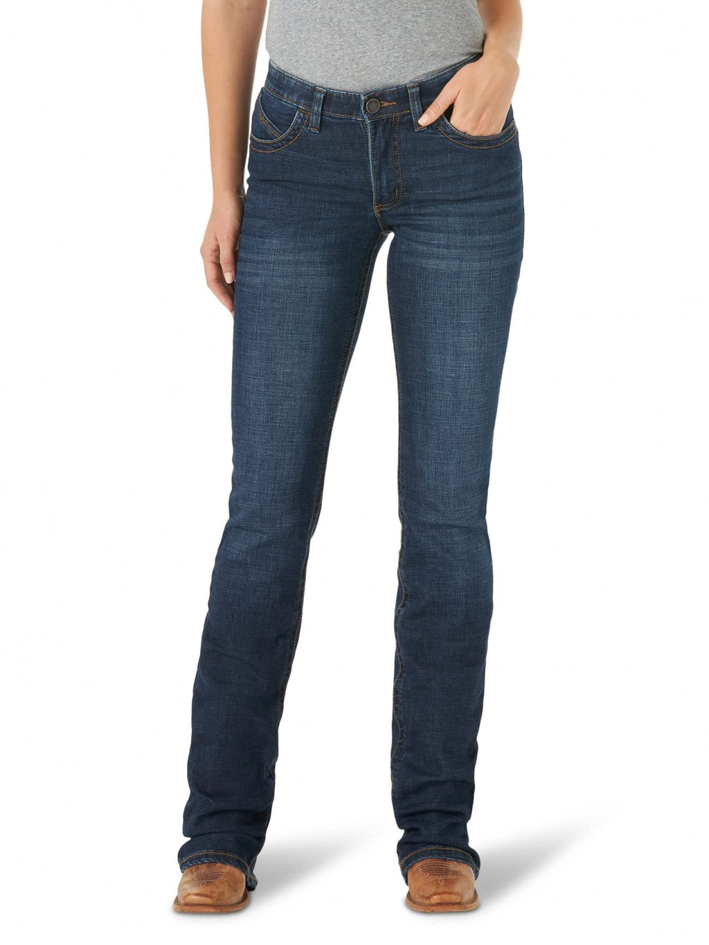 Wrangler Women's Willow Mid Rise Performance Waist Boot Cut Ultimate Riding Jean, Lovette, 7-34