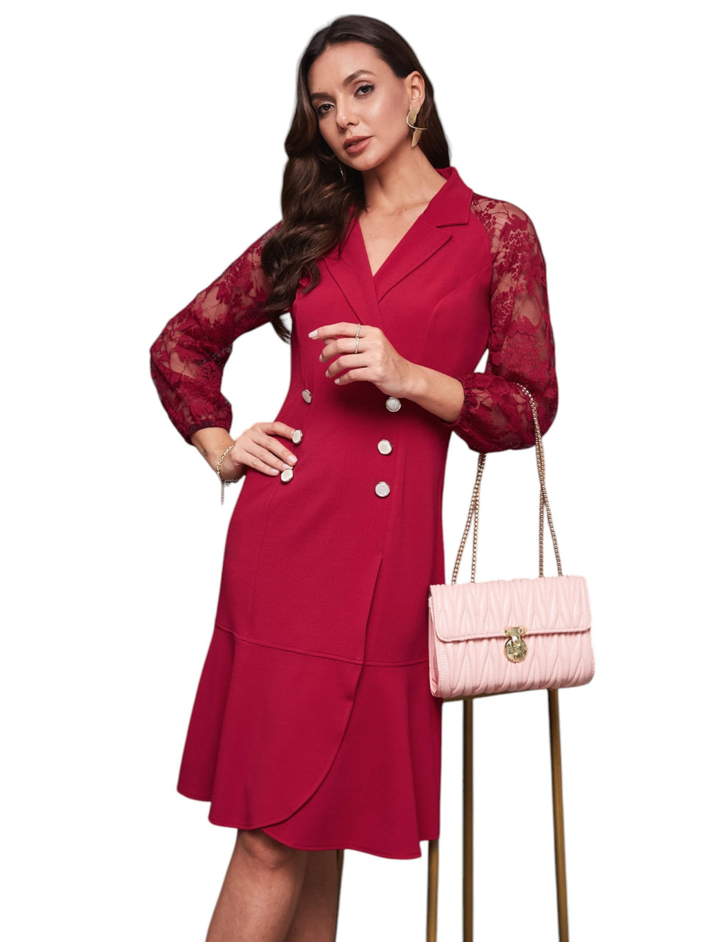 Miss Chase Womens Square Neck Sleeveless Dress (MCSS25D93-11-23-06, Dark Pink, XL)