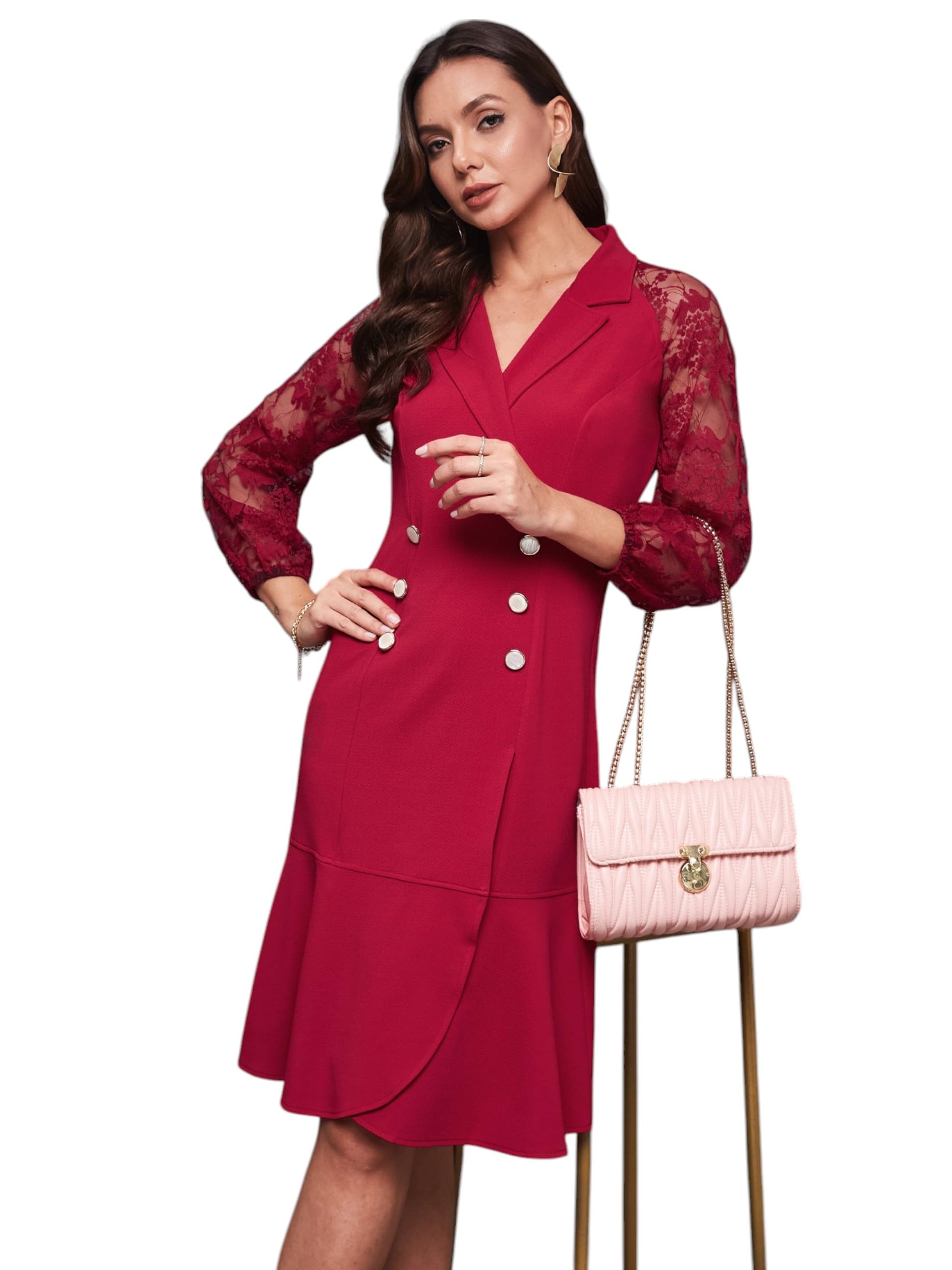 Miss Chase Womens Square Neck Sleeveless Dress (MCSS25D93-11-23-06, Dark Pink, XL)