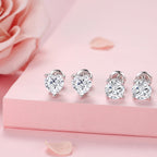 925 Sterling Silver Earrings for Women: Round Cubic Zirconia Screw Back Stud Earrings for Sensitive Ears Hypoallergenic Small Ea
