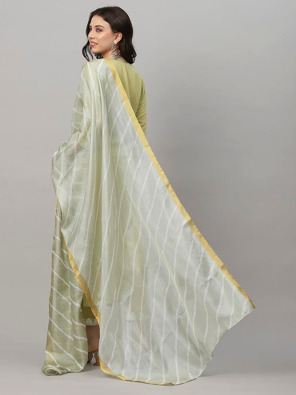 Gosriki Womens Cotton Blend Kurta Pant With Dupatta