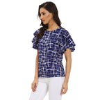 OOMPH! Womens Crepe Tunic Top - Azure Blue