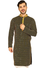 Jompers Mens Chikankari Sequins Embroidered Kurta