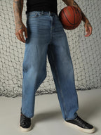 Hubberholme Men Washed Cotton Loose Fit Mid- Rise Jeans 70