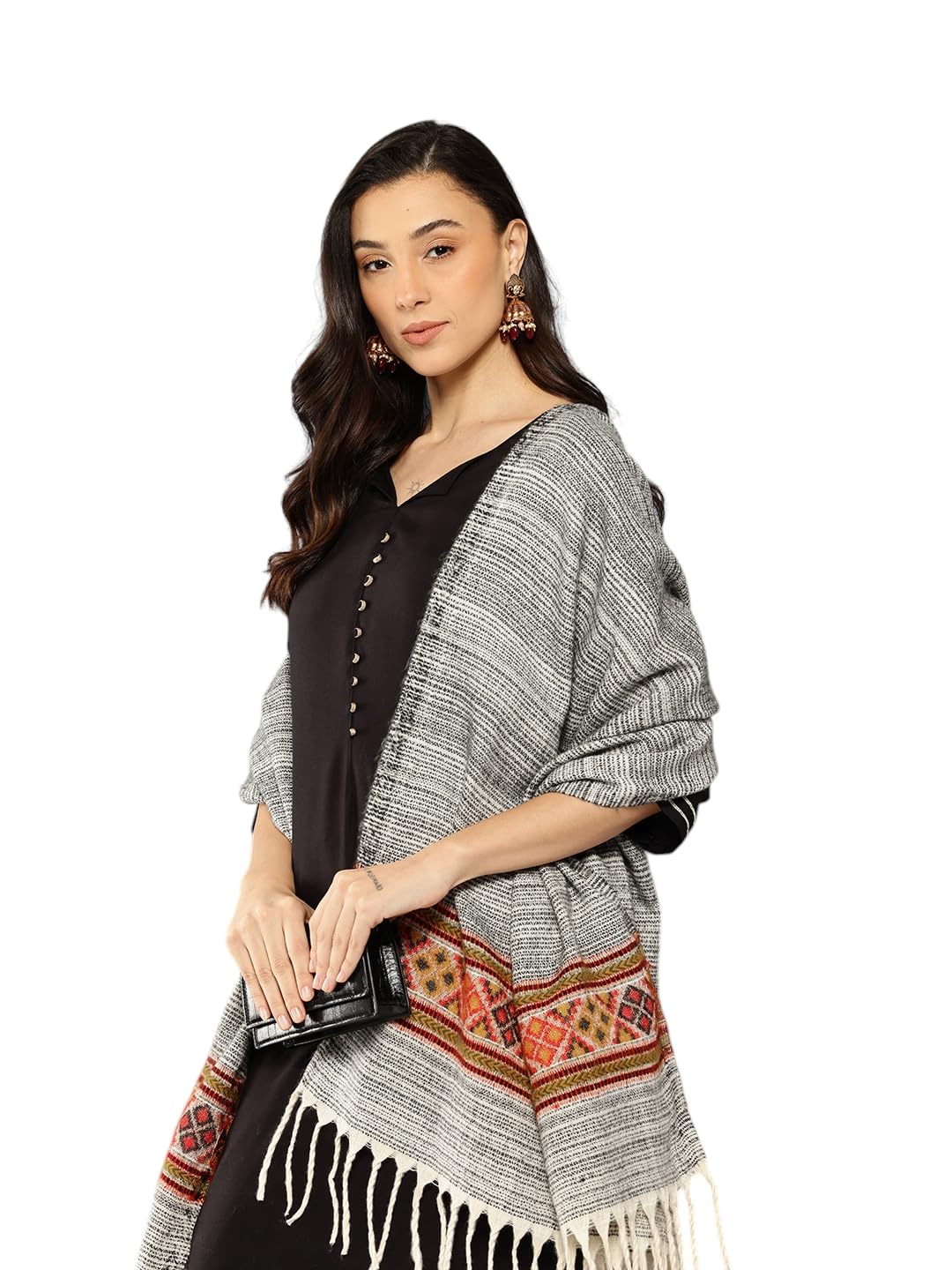 Aarika Womens Winter Wear Dark Grey Colour Solid Woolen Shawl-(FREE-SIZE)-(SWL-W-AS-105-GREY-FREE-SIZE)