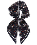 Clysoru Silk Neck Scarf Printed Scarves Head Women'S Fashion Oblique Angle Satin Scarfs For Bag Hair 59    X 5.9    (Navy blue y