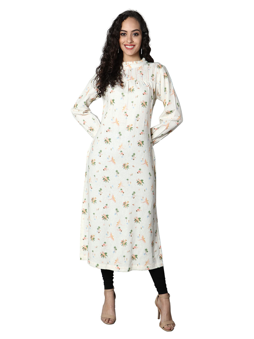See Designs White Animal Women'S Kurta_Sd1634S