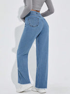 KOTTY Women s Button Straight Baggy Jeans