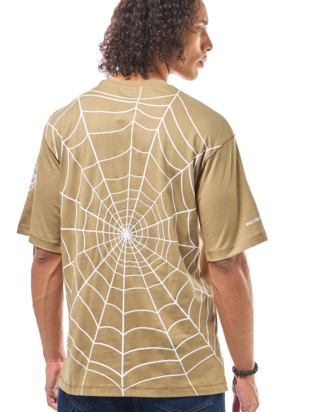 Bewakoof Official Marvel Merchandise Spider-Man MenS Graphic Print Oversized Fit Half Sleeve Round Neck Cotton T-Shirt_627964_Br