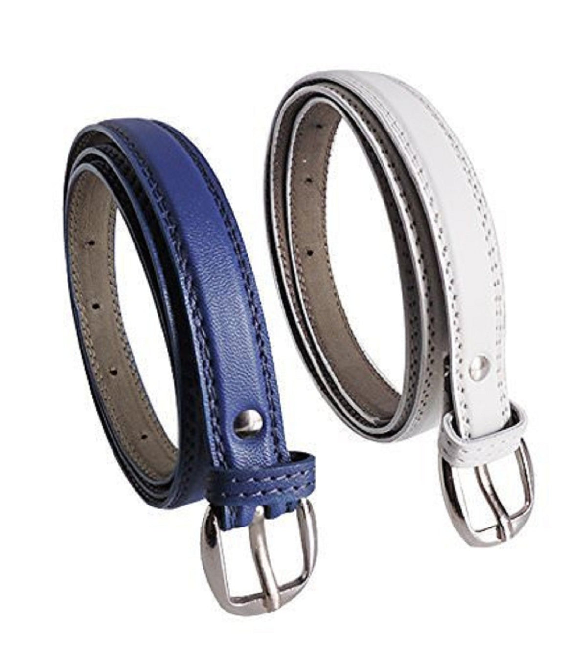Pinkit WomenS Combo Set Of 2 Pu Leather Belts Blue & White 26-34