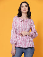 OOMPH! Peplum Tops for Women, Pink - mt533