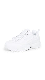 Fila Men's Strada Disruptor fashion sneakers, White/White/White, 11 US