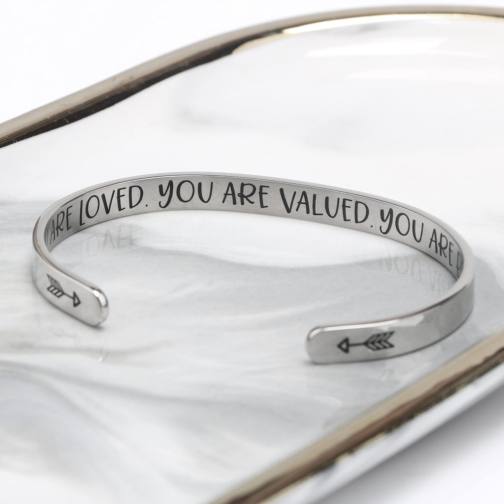 JoycuFF Inspirational Gifts for Women Teenage Friendship Cuff Bracelets for Women Birthday Gift Ideas Teen Trendy Stocking Stuff