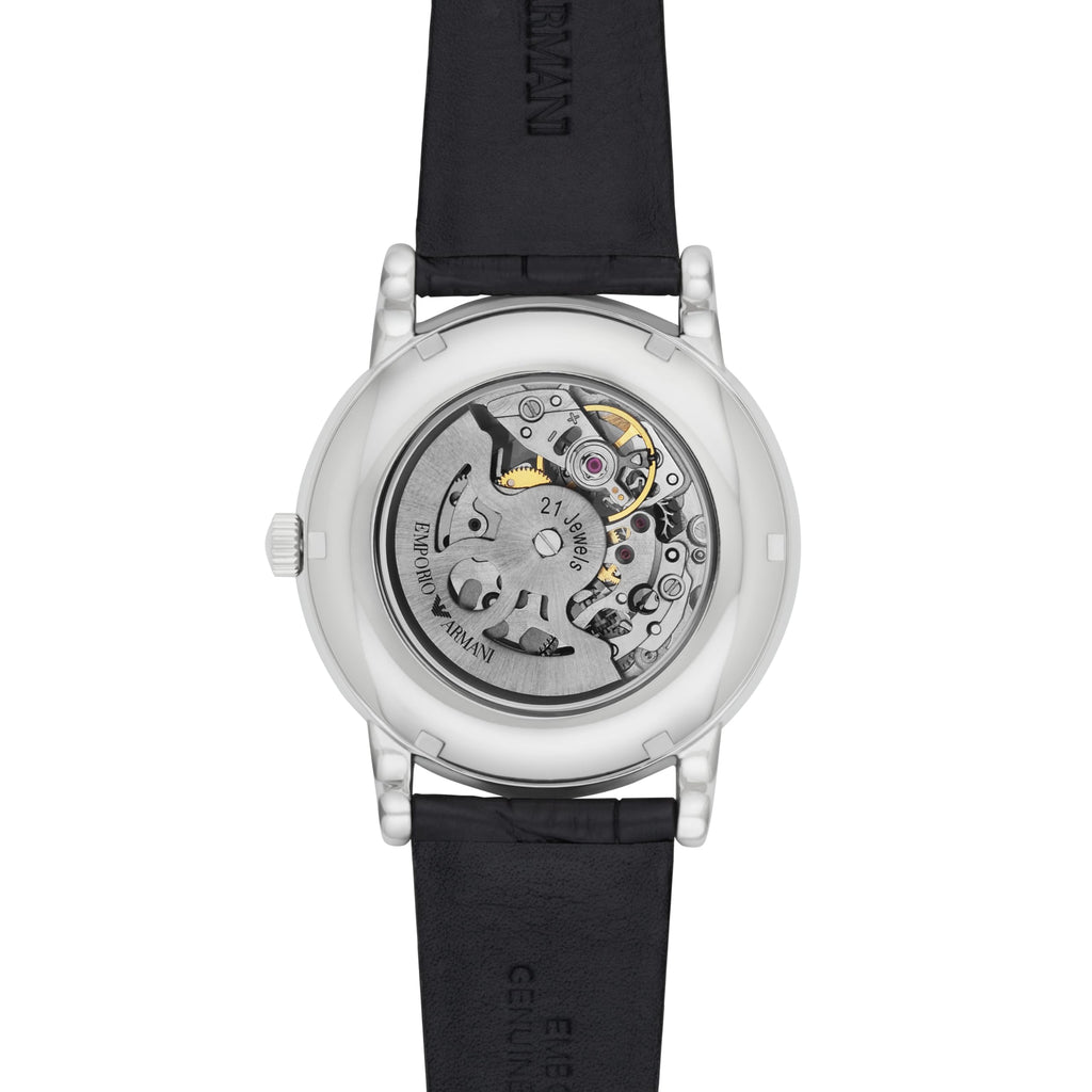 Emporio Armani Men's Automatic Black Crocodile Embossed Leather Watch (Model: AR1981)