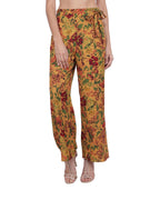 Popwings Casual Mustard Floral Printed Regular Fit Palazzo For Women Palazzos For Women