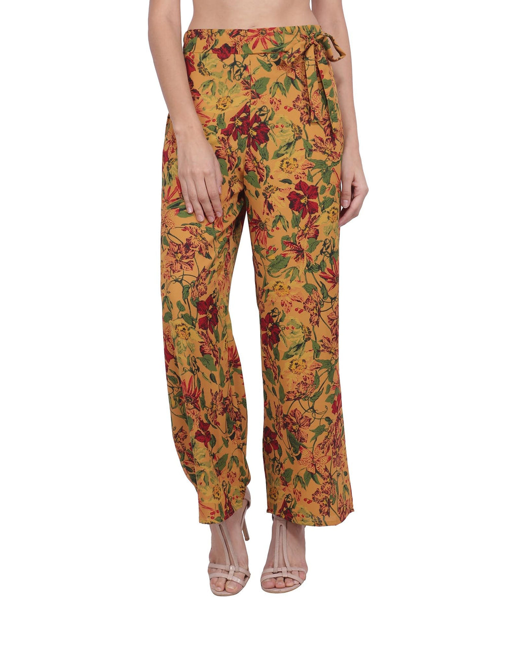 POPWINGS Casual Floral Printed Regular Fit Palazzo for Women || Pull On Trouser Palazzo for Women || High Elastic Waistband Wome