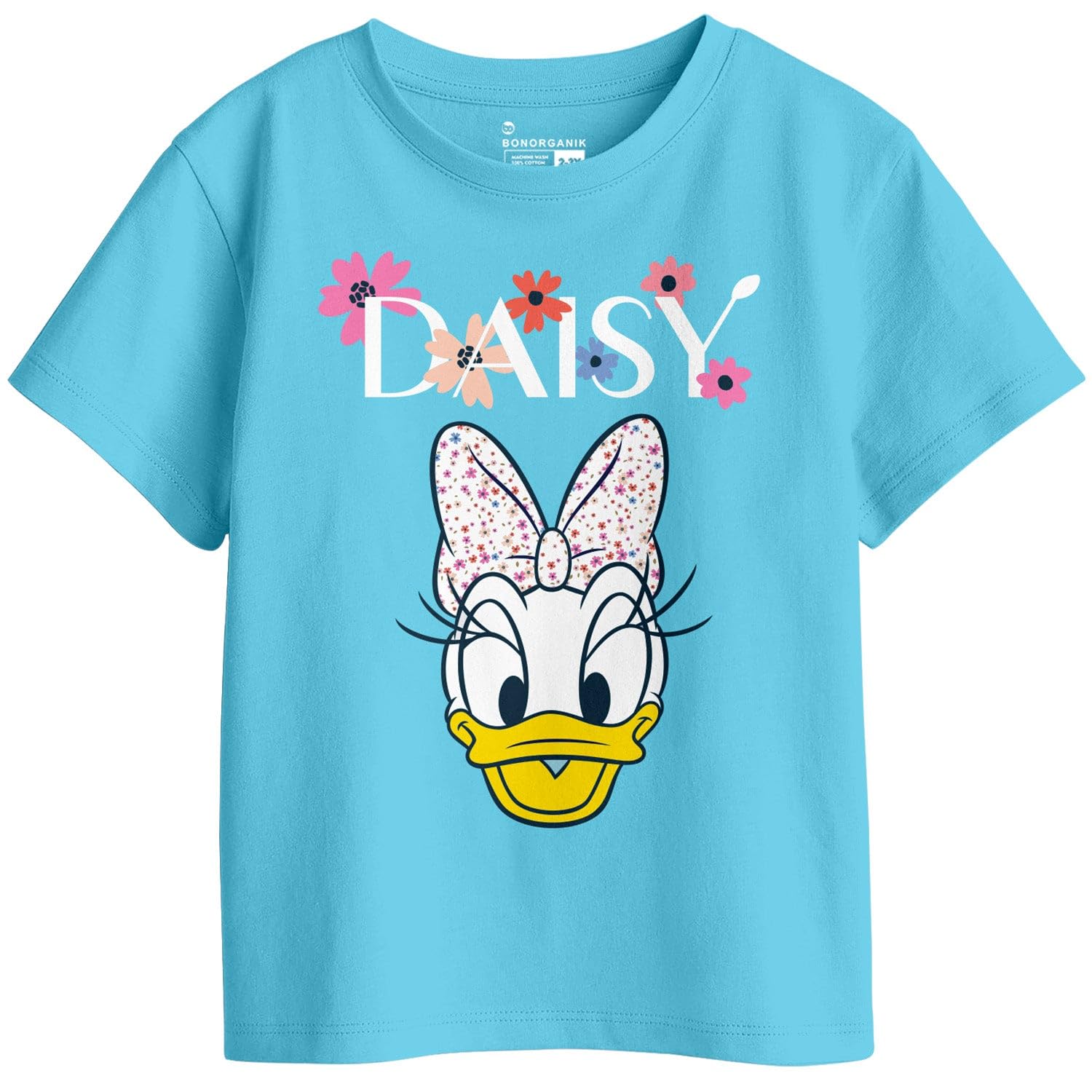 Bon Organik Girls Regular Fit T-Shirt (BON11415_Sky Blue