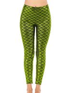 Alaroo christmas Mermaid Print Scale Leggings Party costume Light green L